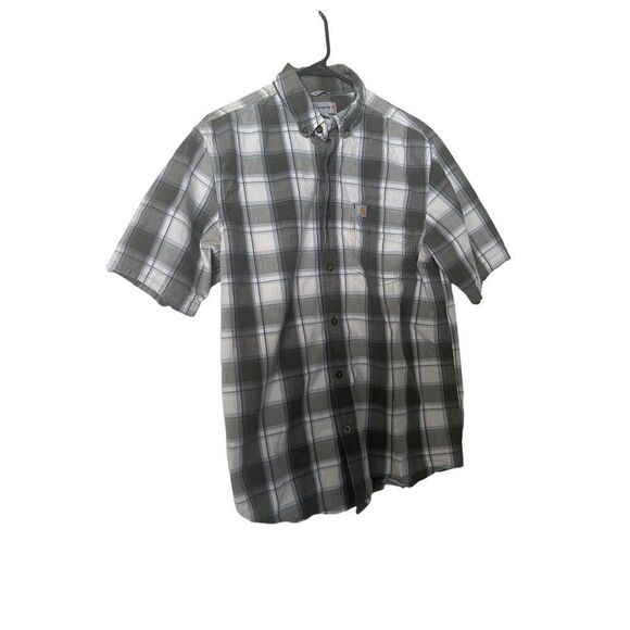 Carhartt Mens Multicolor Plaid Short Sleeve Button Down Shirt Size Medium - Picture 2 of 14